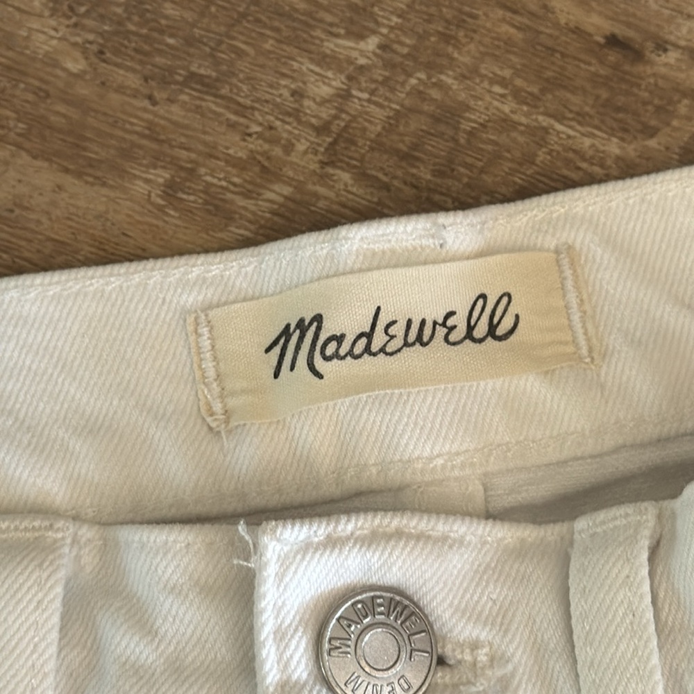 Madewell White Denim High Rise Cut Off Shorts Size 27 - Picture 5 of 7